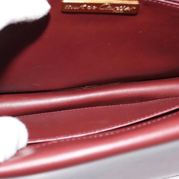 CARTIER Must Line Shoulder Bag Leather Bordeaux Gold Auth - Picture 13 of 16